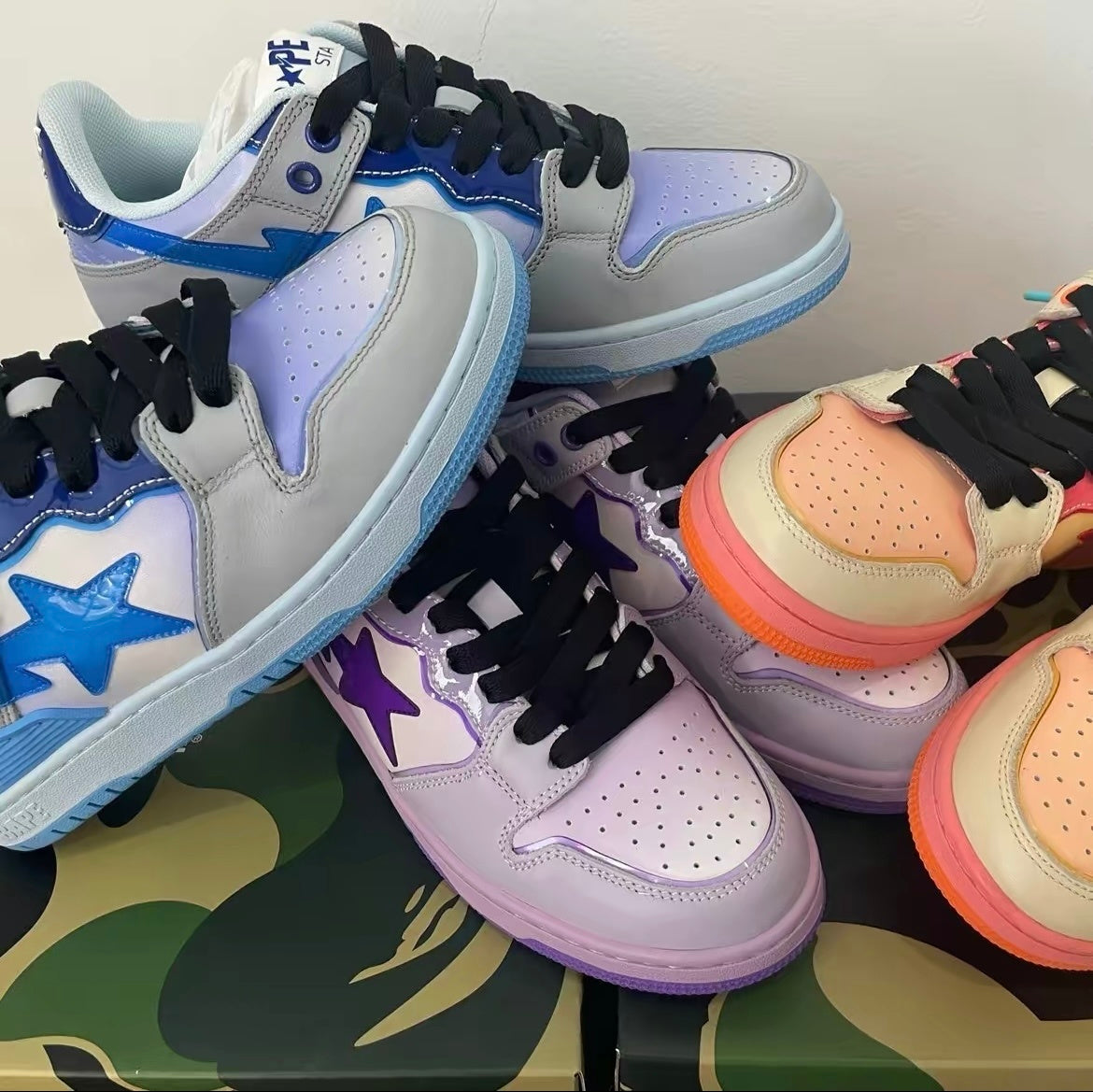 BAPE SK8 STA Low-Top Sneakers in Orange Gradient
