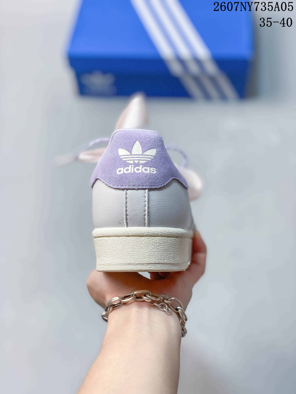 Adidas Superstar Custom White Sneakers with Lilac and Pink Details