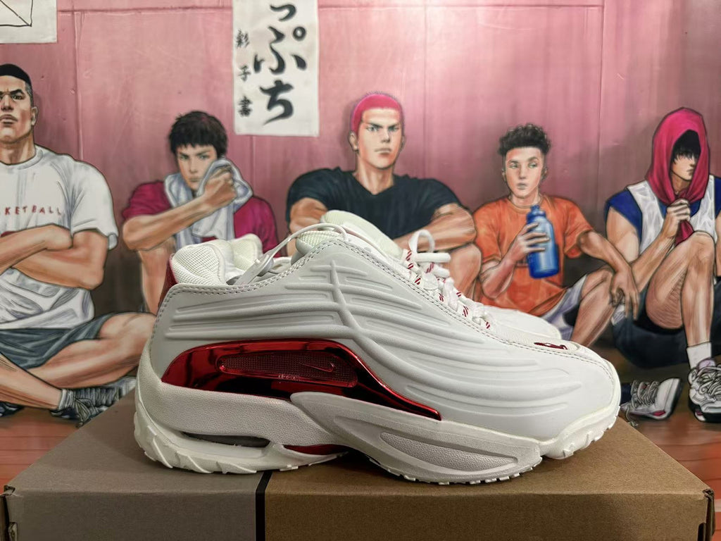White and Red Sculpted Sneakers