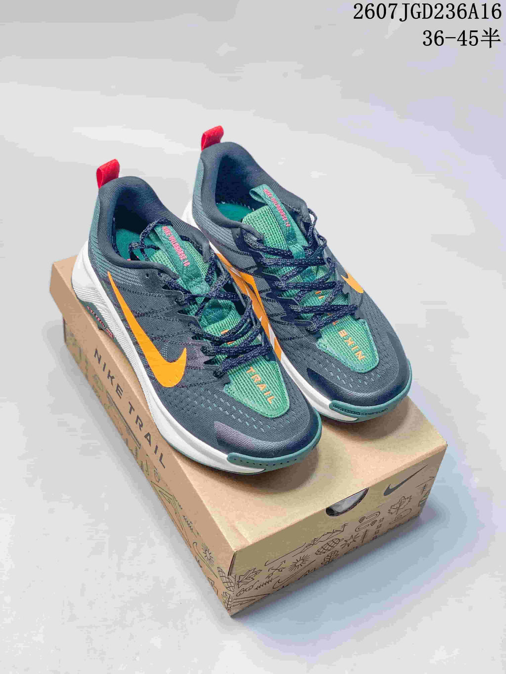 Nike ReactX Wildhorse 10 Trail Sneakers Dark Gray Orange