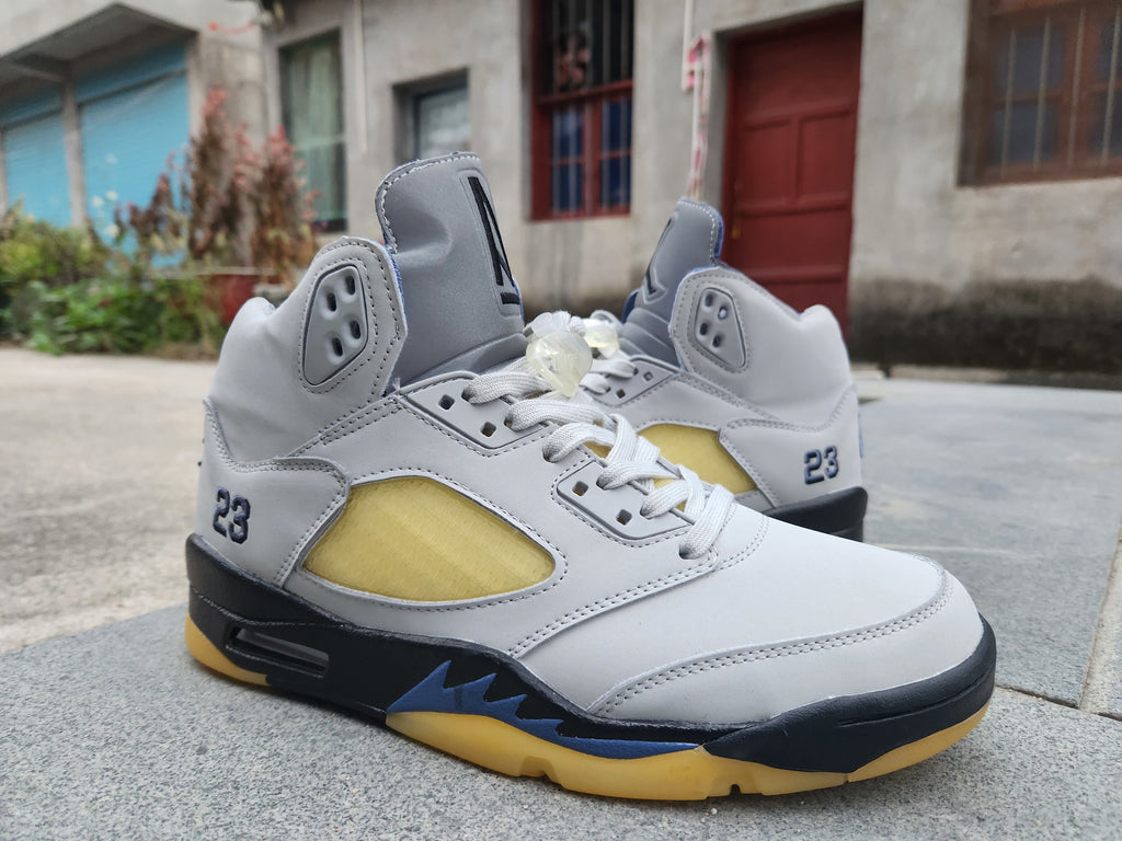 Air Jordan 5 High-Top Sneakers in Black and Yellow