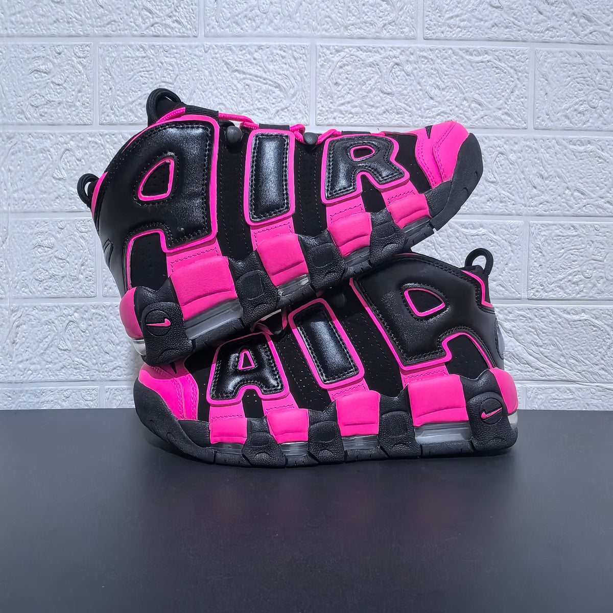 Nike Air More Uptempo Black and Pink Sneakers