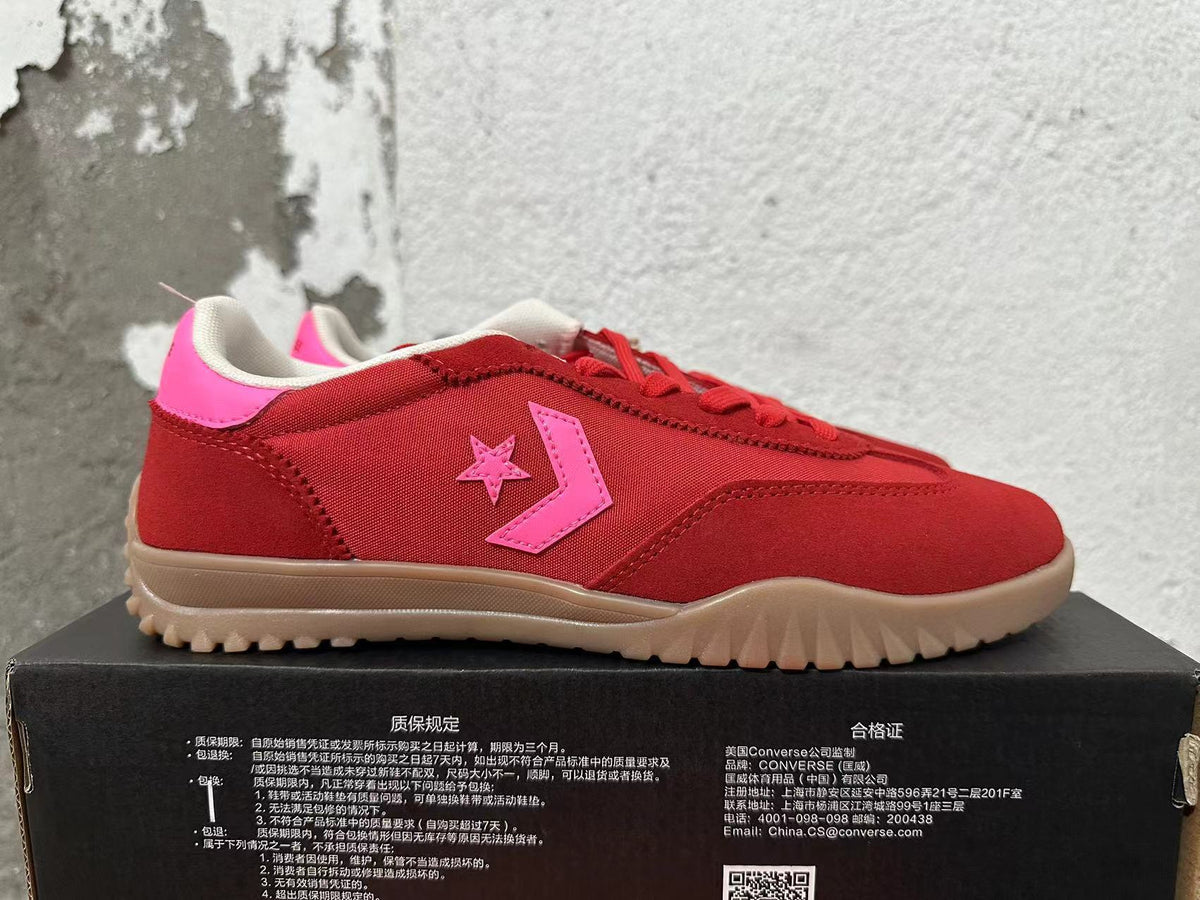 Converse Trainer-Style Low-Top Sneakers in Red and Pink
