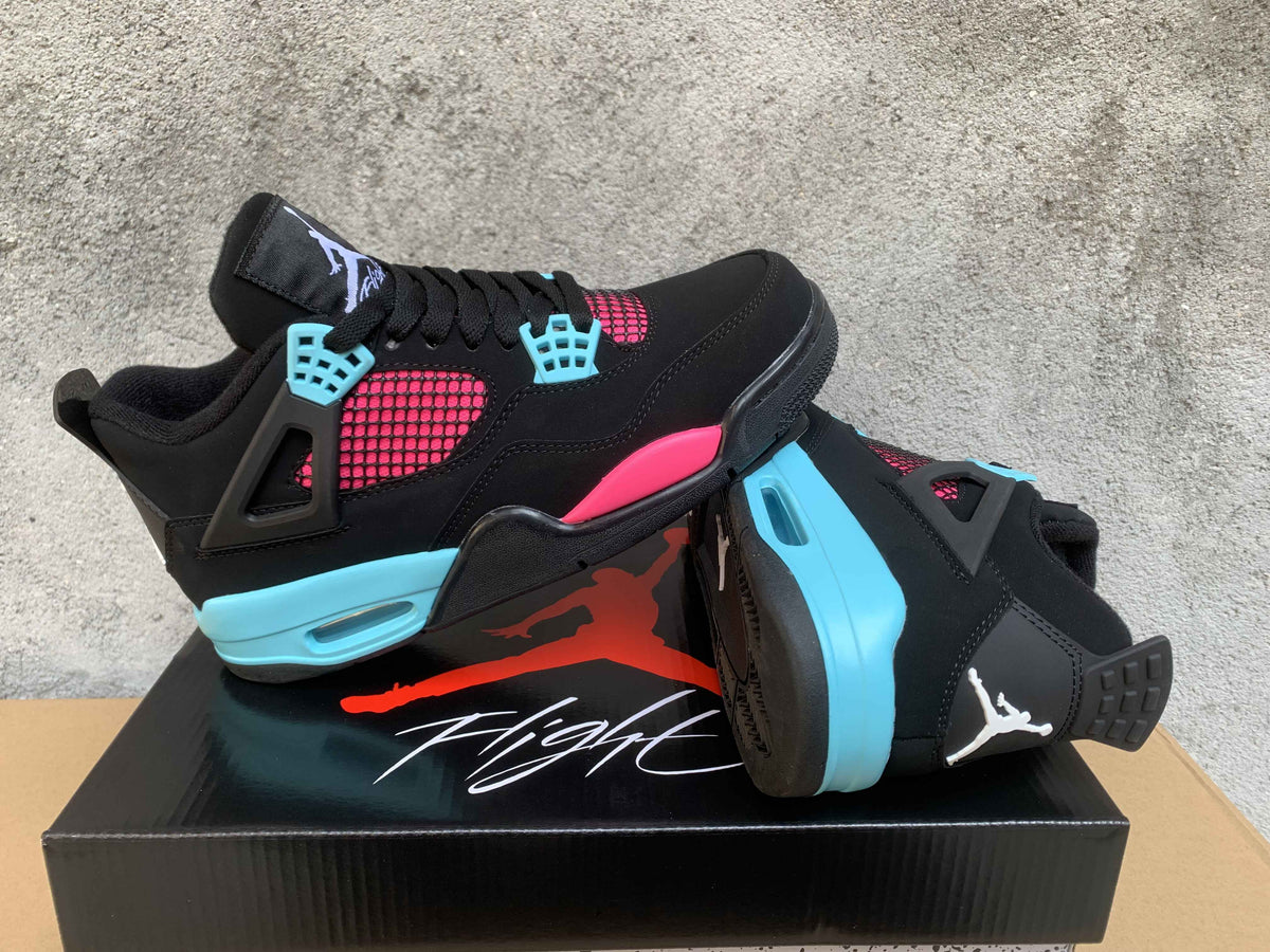 Jordan 4 Retro Sneakers Black, Pink and Blue