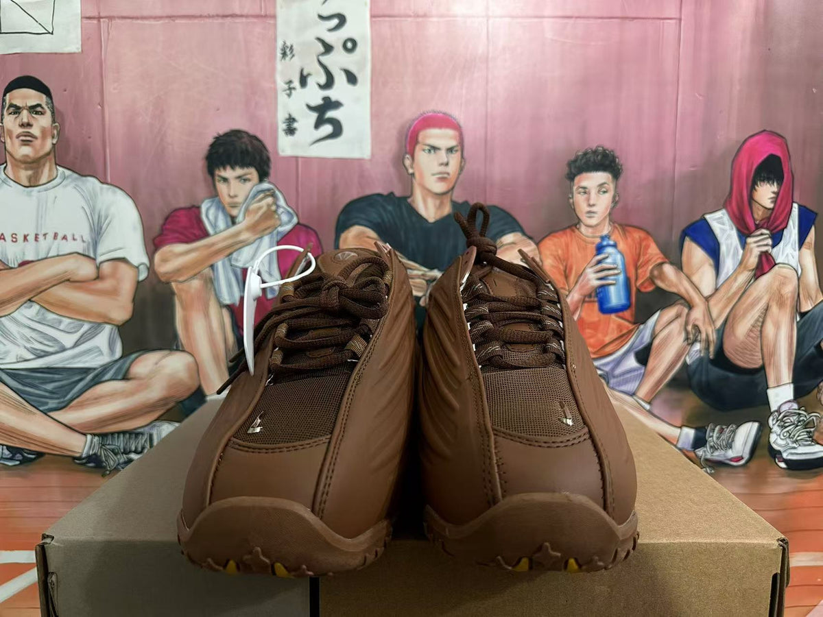 Brown Basketball Sneakers with Metallic Silver Accents