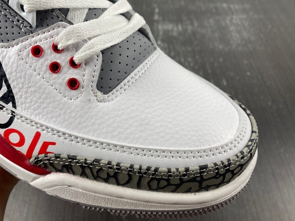 Air Jordan 3 White Grey Red Graphic Sneakers
