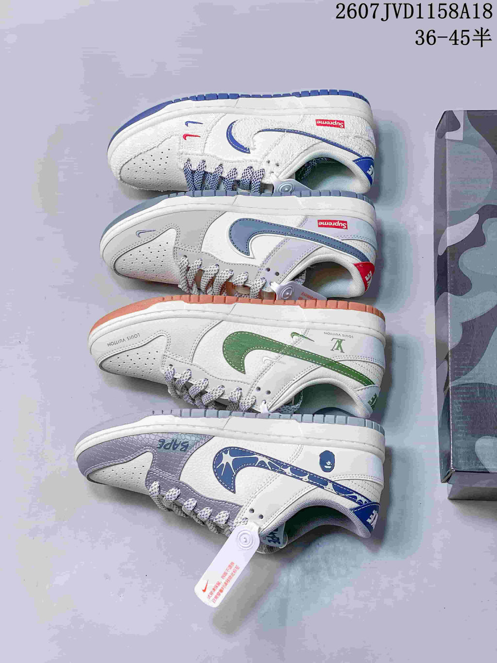Nike SB Dunk Low Gray Multi-Color Custom Style 2607JVD1158A18