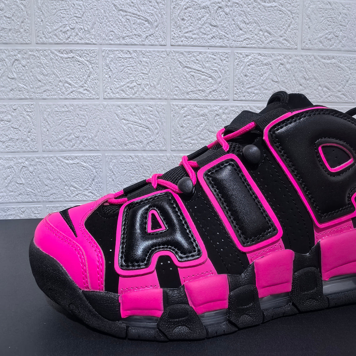 Nike Air More Uptempo Black and Pink Sneakers