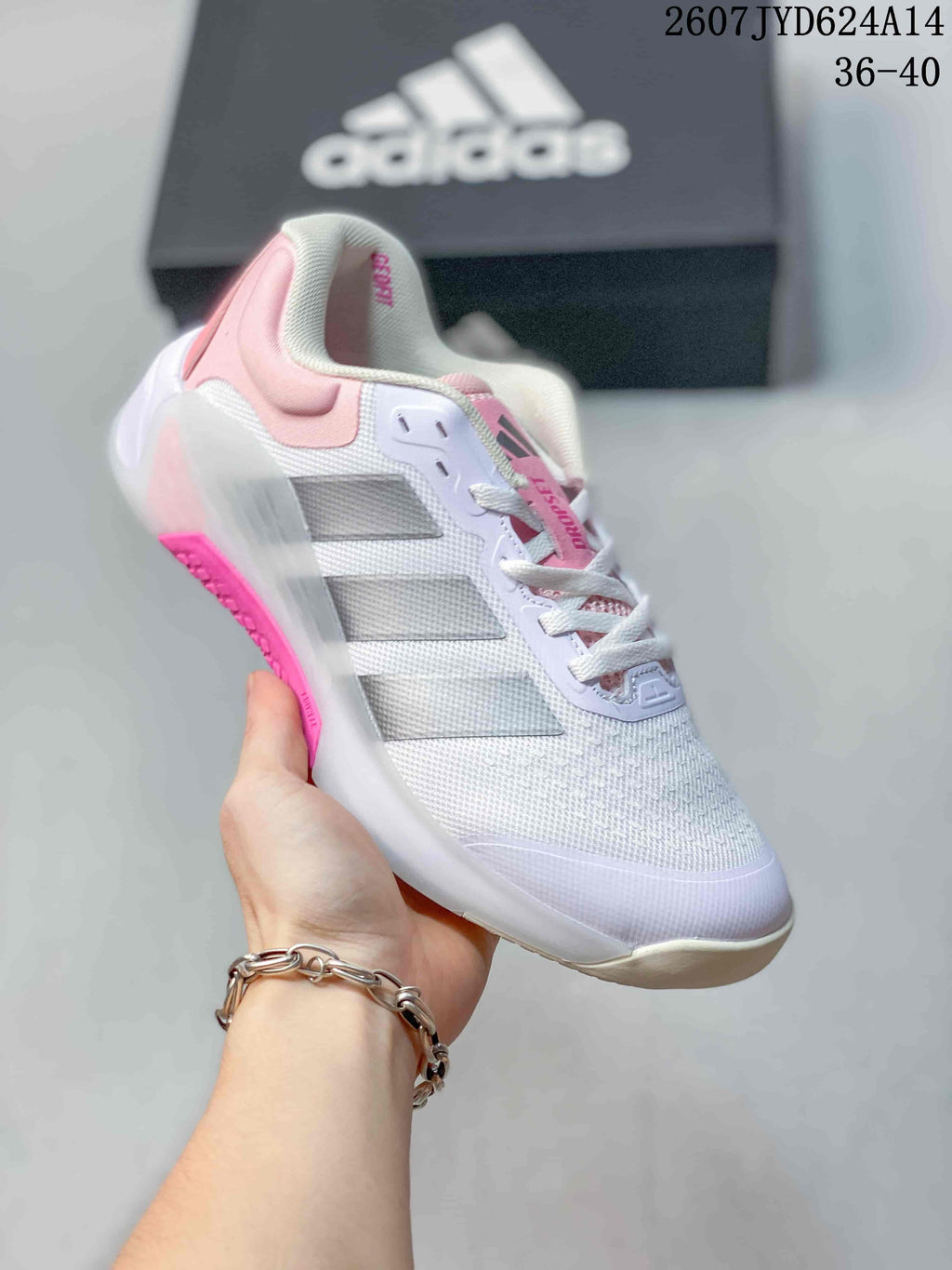 adidas Dropset 4 Training Shoes White Pink Gray
