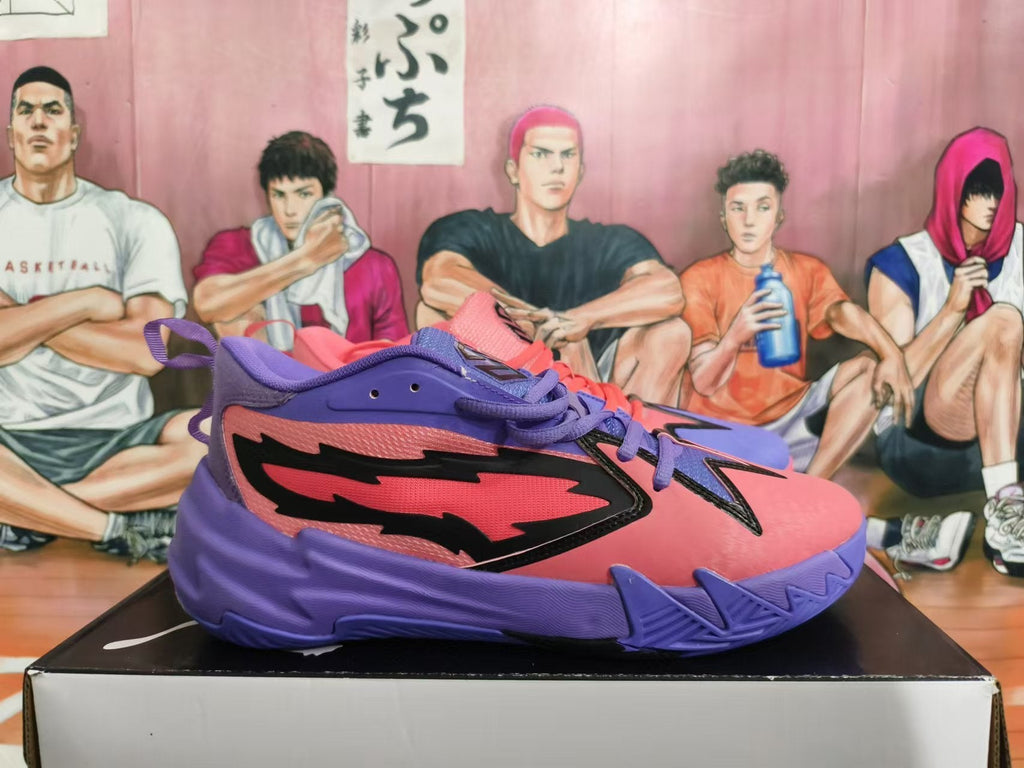 Pink and Purple Basketball Sneakers with Black Accents