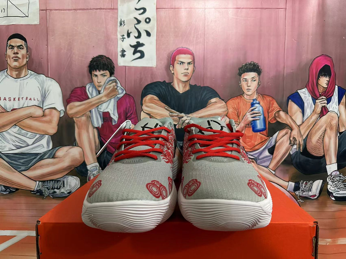 Nike Basketball Sneakers Gray Red Dragon Graphic