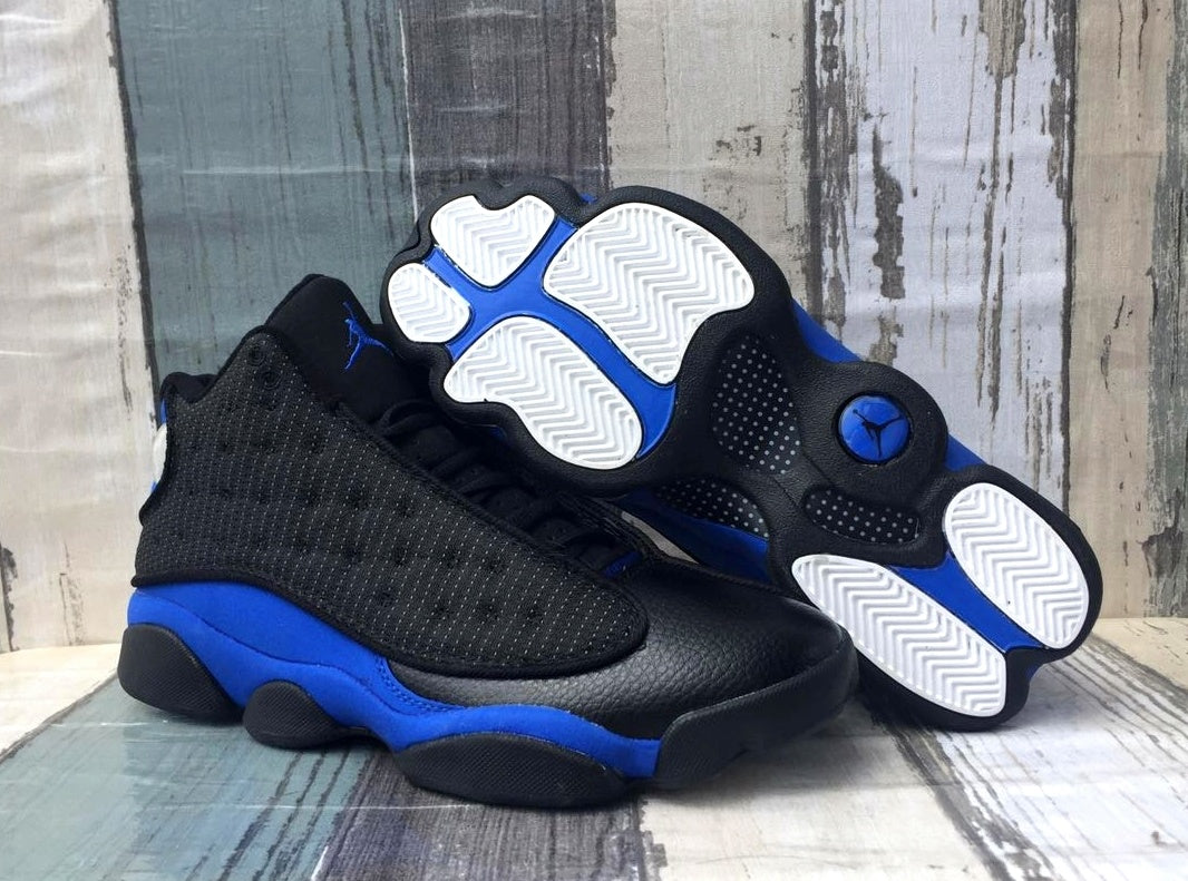 Jordan 13 Black and Royal Blue Sneakers