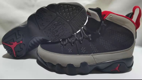 Jordan 9 High-Top Sneakers in Gray and Red