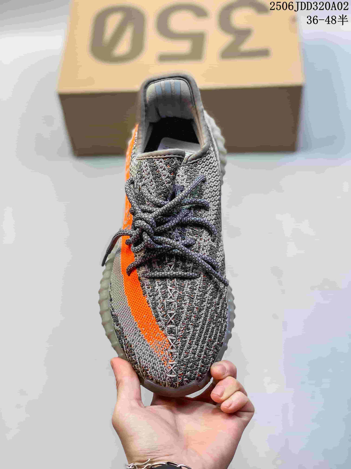 Adidas Yeezy Boost 350 Sneakers Grey with Orange Stripe