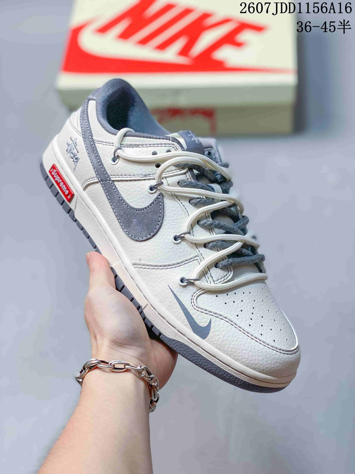Nike SB Dunk Low Supreme-Style White Grey Sneakers