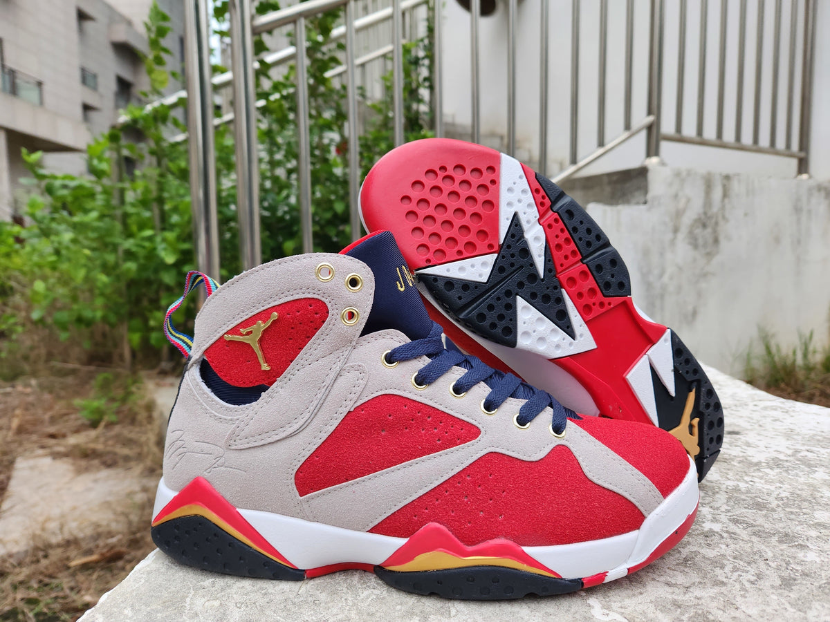 Trophy Room x Air Jordan 7 Sneakers in Grey, Red and Gold