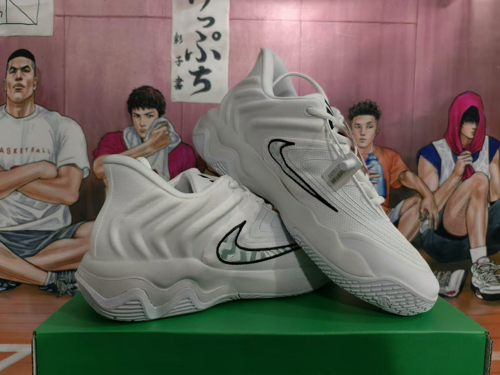 Nike White Basketball Sneakers with Black Swoosh