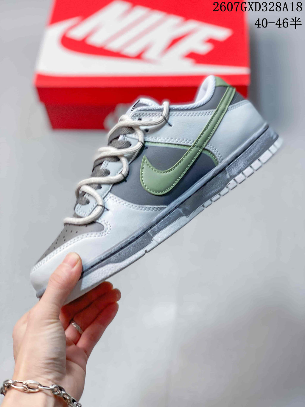 Nike Dunk Low Custom Gray Green Graffiti Sneakers