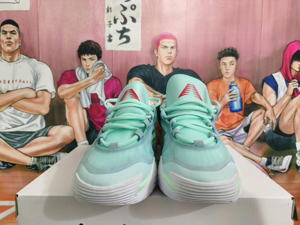 Basketball Sneakers in Mint Green and White