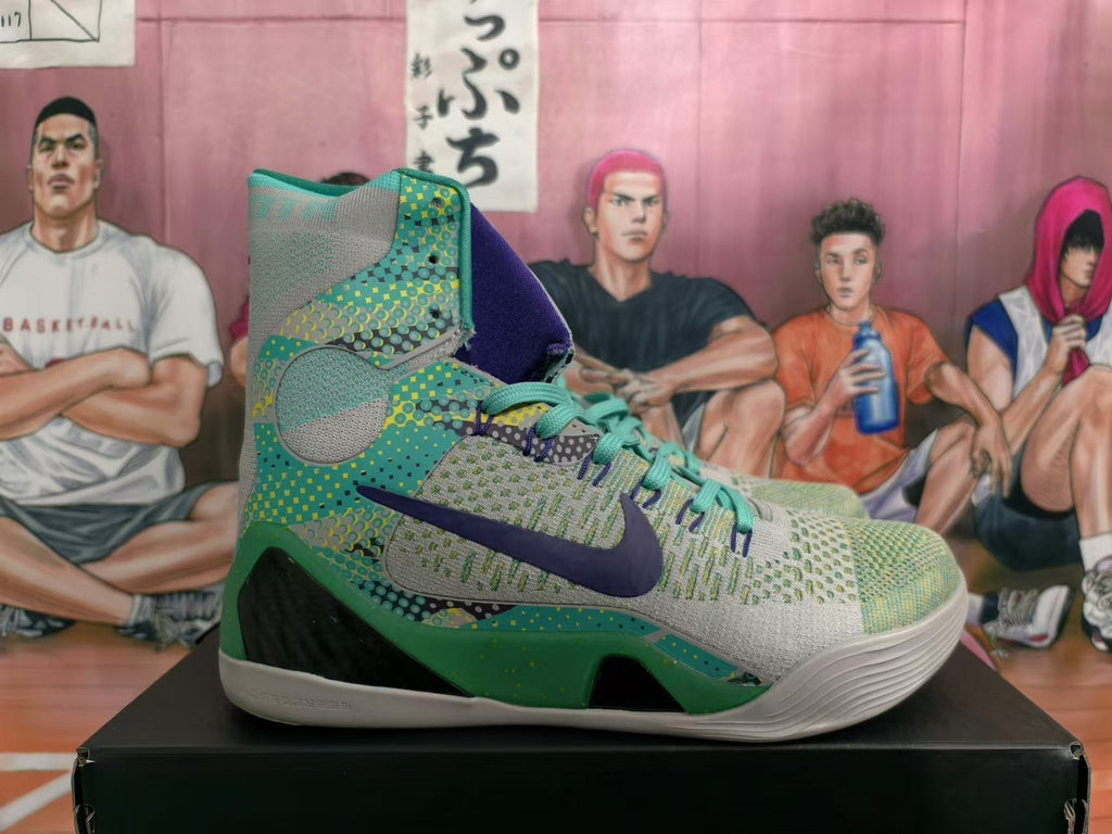 Nike Super Soldier Basketball Shoes, Gray Green and Purple