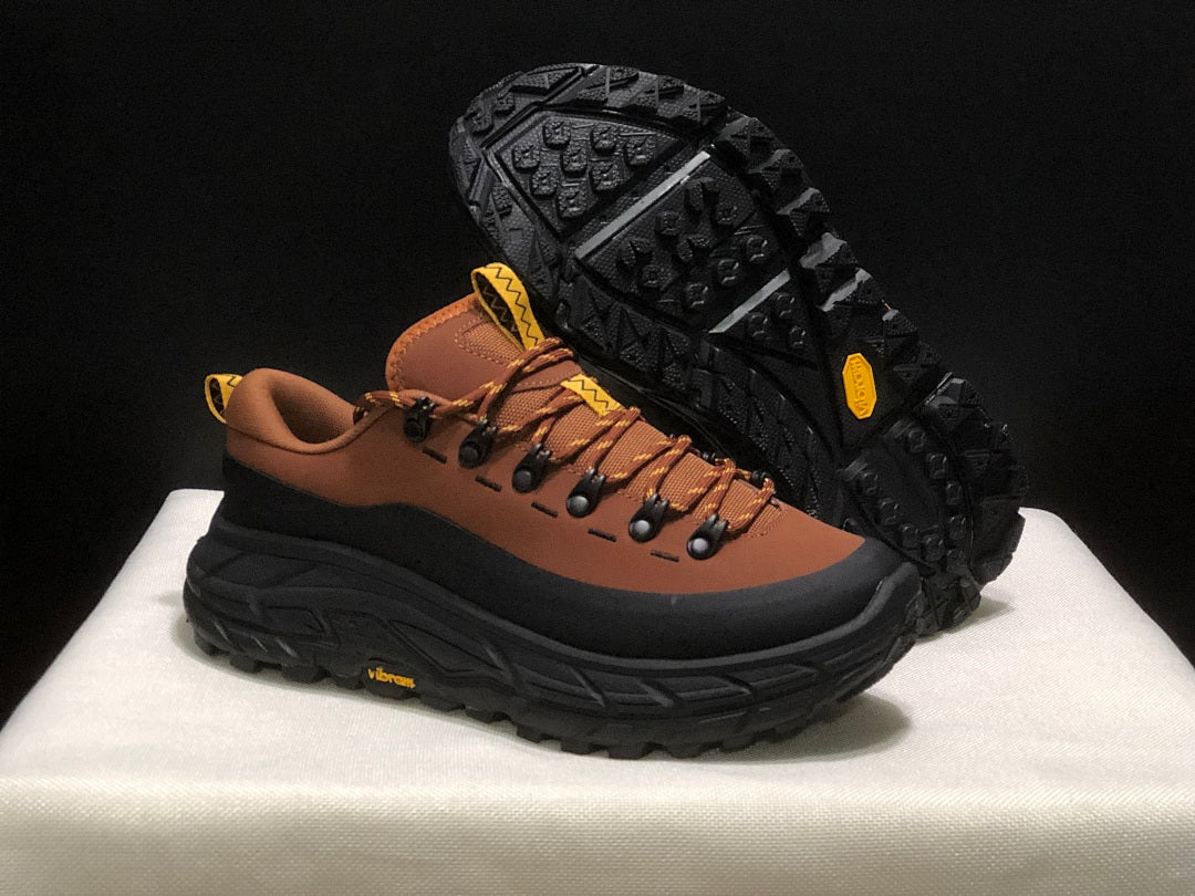 HOKA Tor Summit Hiking Shoes in Brown and Black