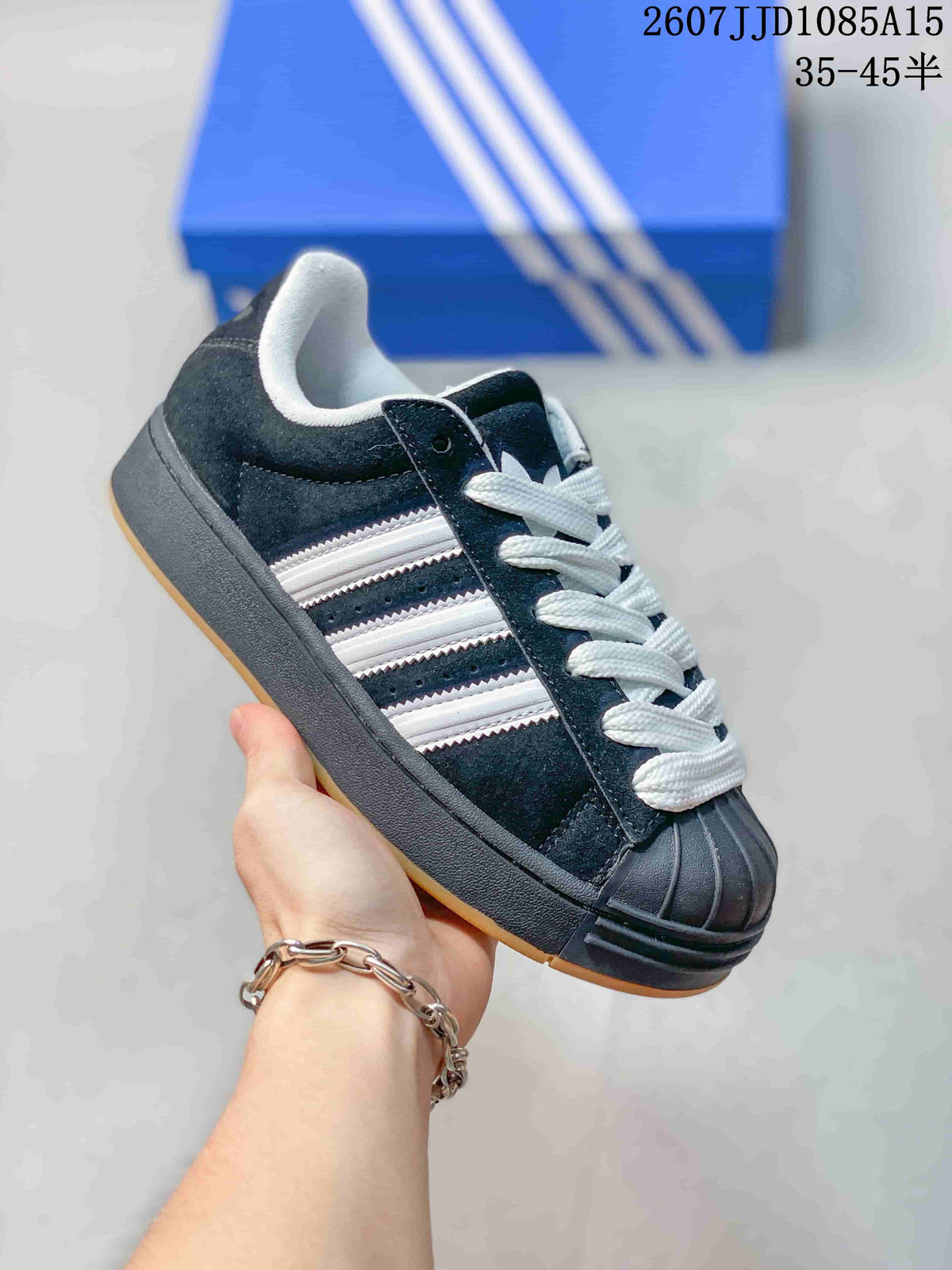 Adidas Superstar XLG Black White Platform Sneakers JR7444