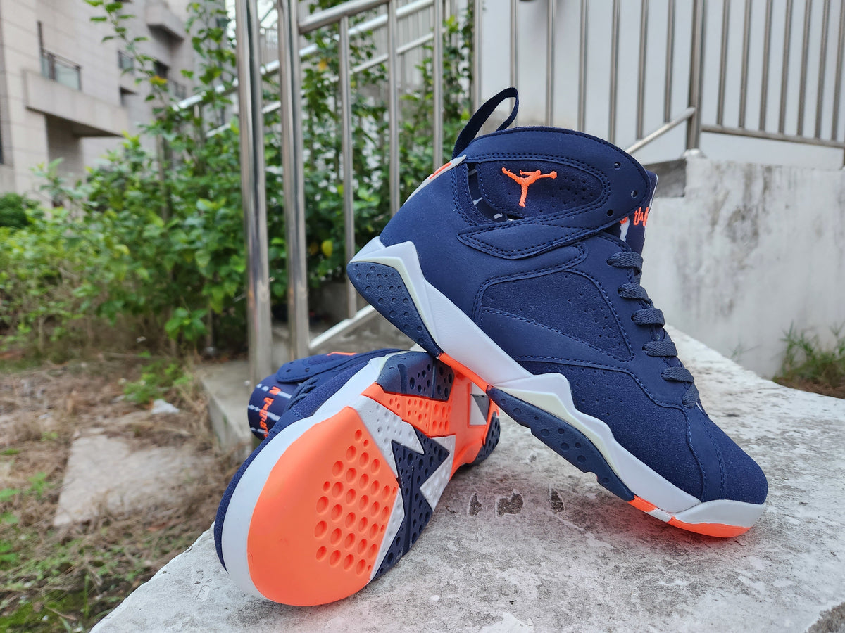Jordan 7 Men's Sneakers in Navy, White and Orange
