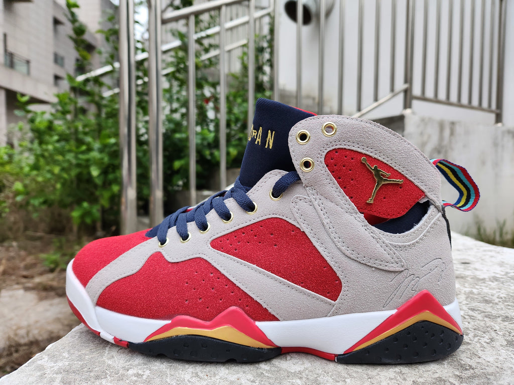 Trophy Room x Air Jordan 7 Sneakers in Gray, Red and Gold
