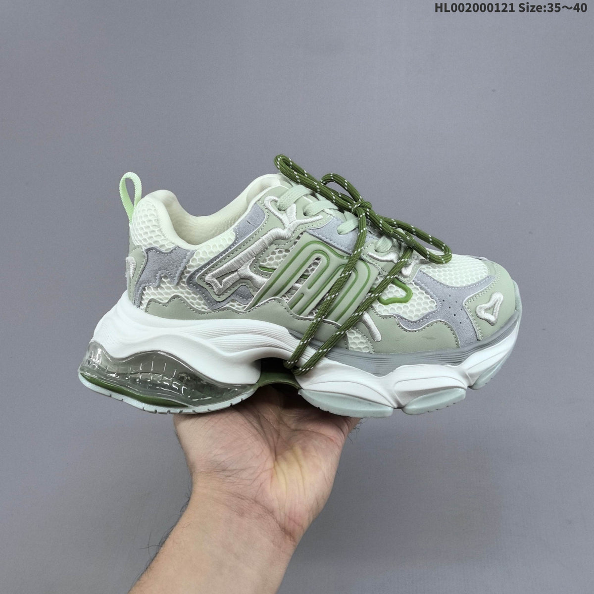 GGCC Low-Top Chunky Sneakers in Green and White