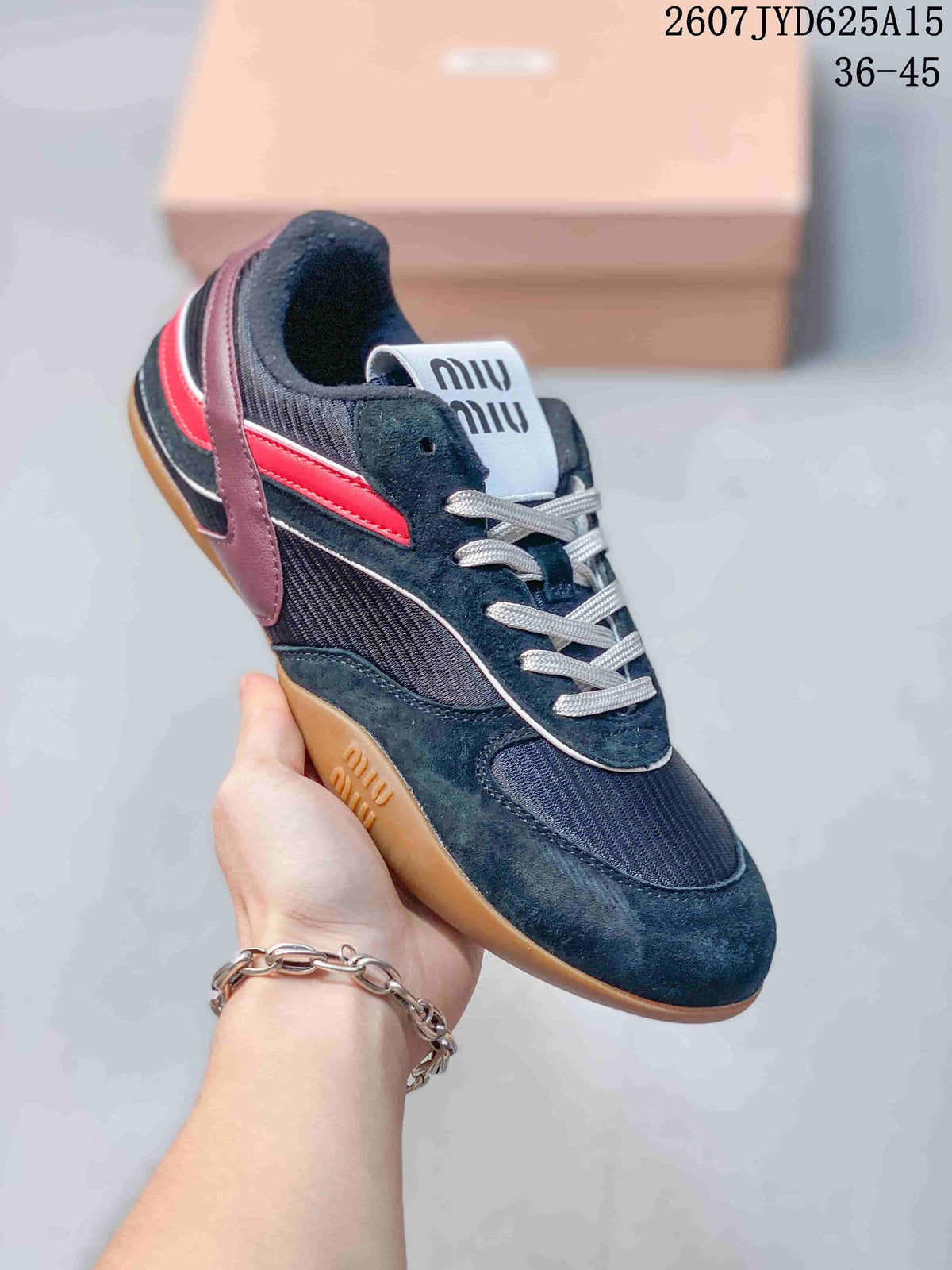 Miu Miu Gymnasium Low-Top Sneakers Black Red 2607JYD625A15
