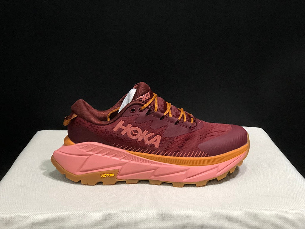 HOKA Skyline Float X Trail Sneakers in Burgundy and Pink
