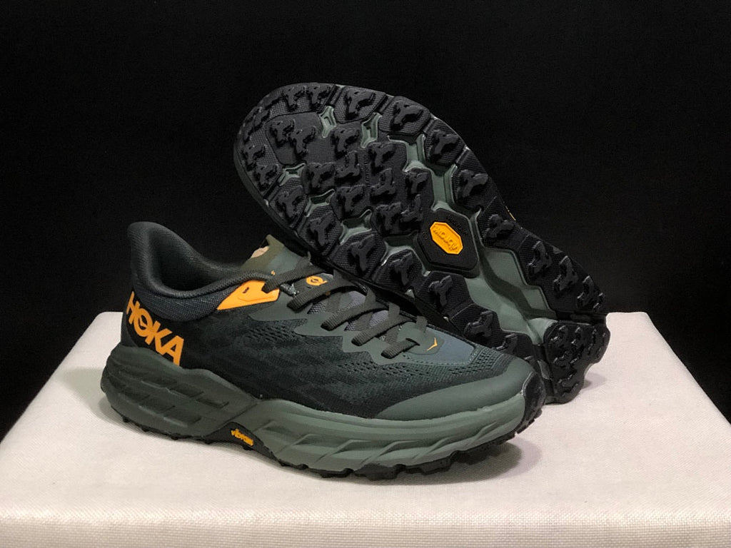HOKA Speedgoat 5 Trail Running Shoes, Black and Olive