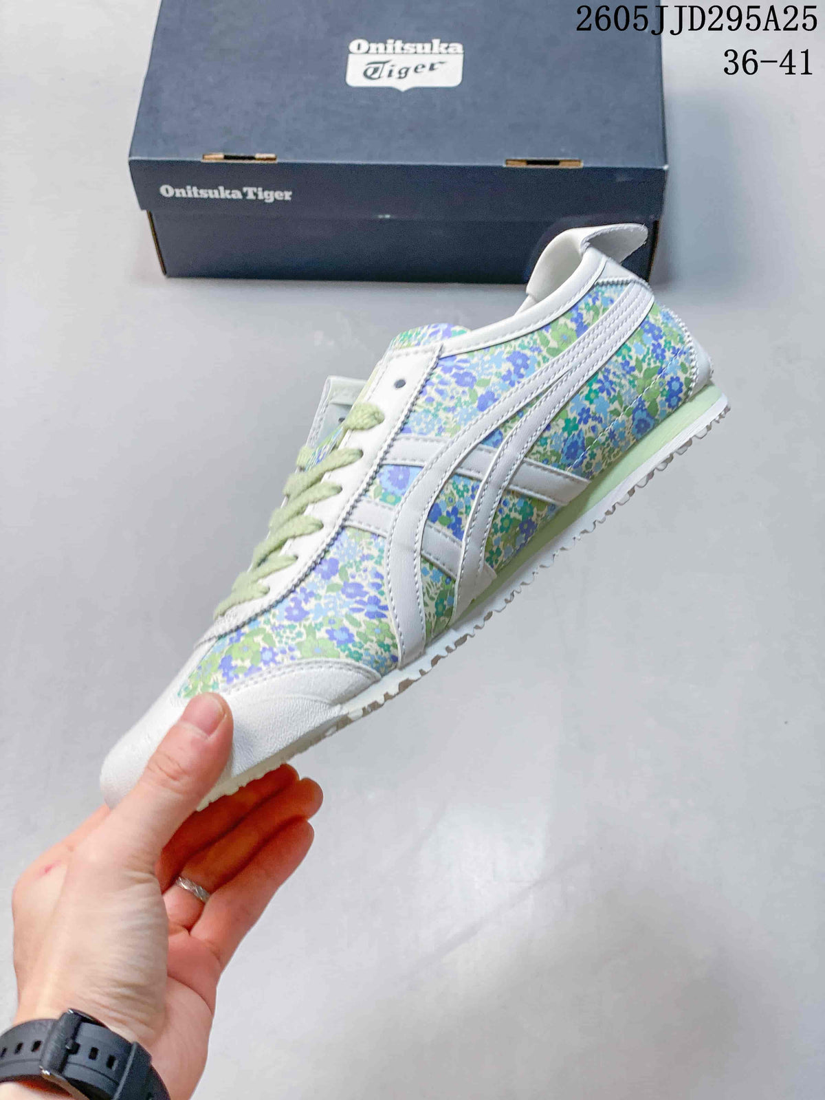 Onitsuka Tiger Floral Low-Top Sneakers White Green Blue