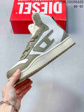 DIESEL S-Ukiyo High-Top Sneakers in White and Olive