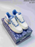 Nike Air Force 1 Low White Blue Frayed Denim Sneakers