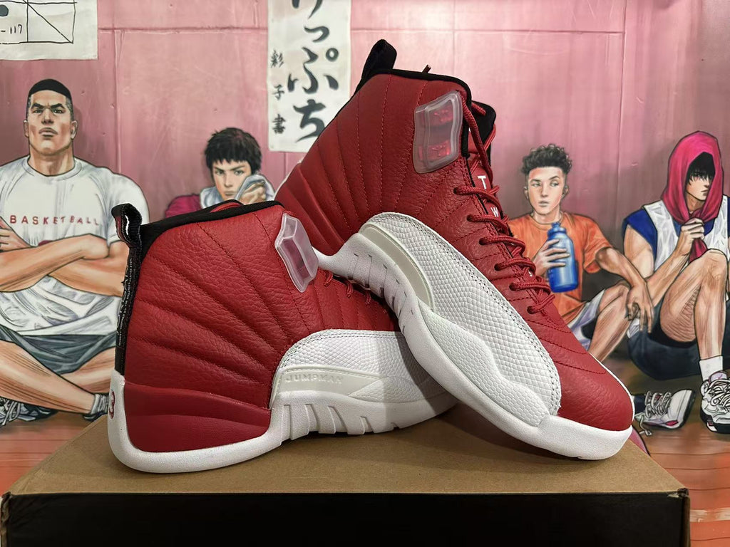 Jordan 12 High-Top Sneakers in Red and White
