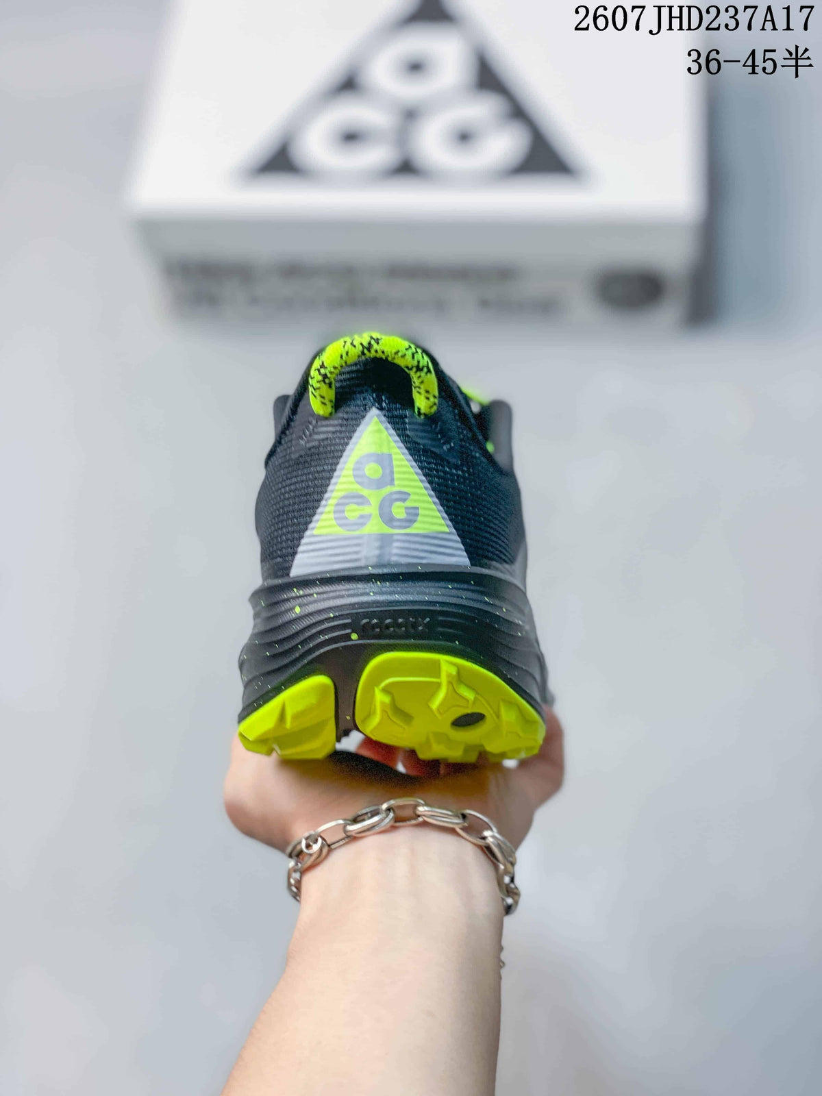 Nike ReactX Pegasus ACG Trail 6 Shoes, Dark Gray and Lime