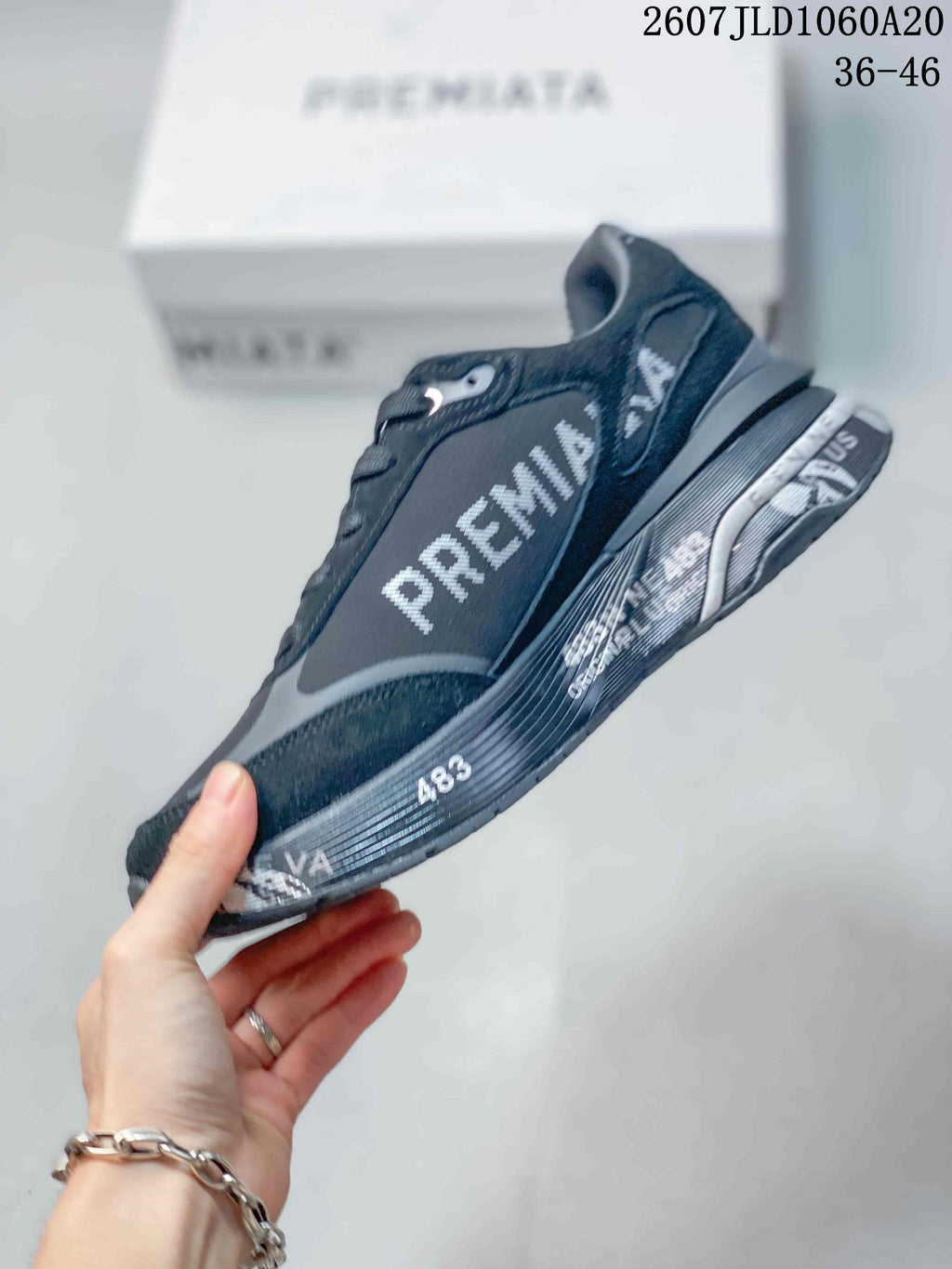 Premiata Lander Trainers Black and Gray 712800TIT