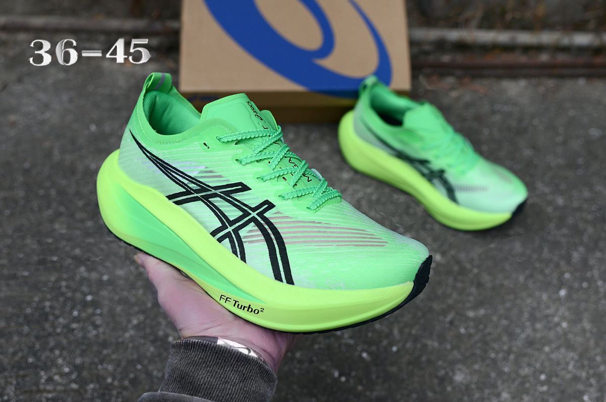 ASICS Green Running Shoes with Black Logo