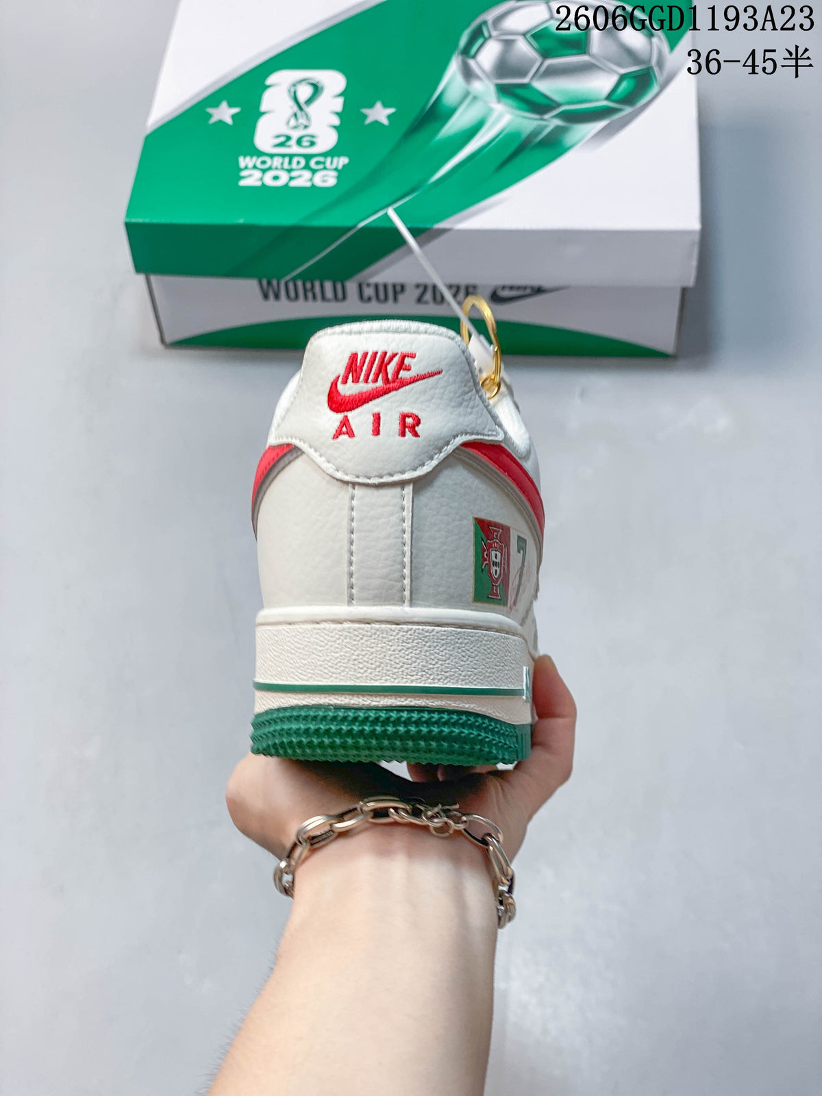 Nike Air Force 1 White Red Green Sneakers