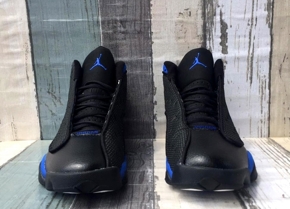 Jordan 13 Black and Royal Blue Sneakers