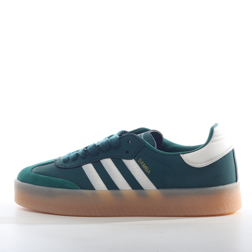 adidas Samba Vegan Teal and White Gum Sole Sneakers
