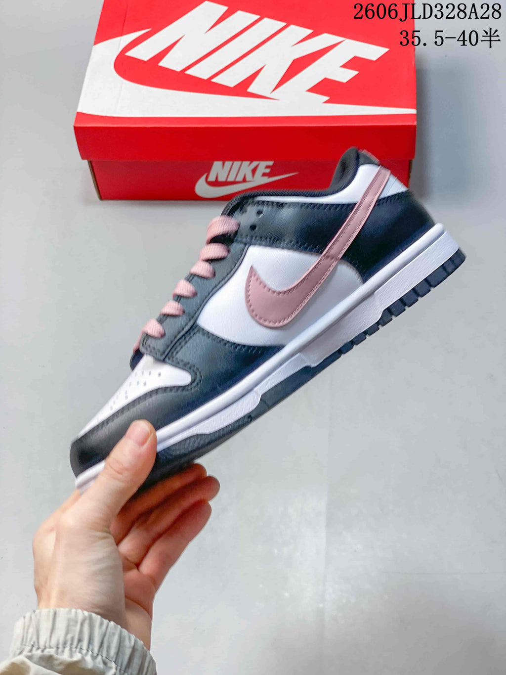Nike Dunk Low DD1391 White Pink and Dark Gray Sneakers