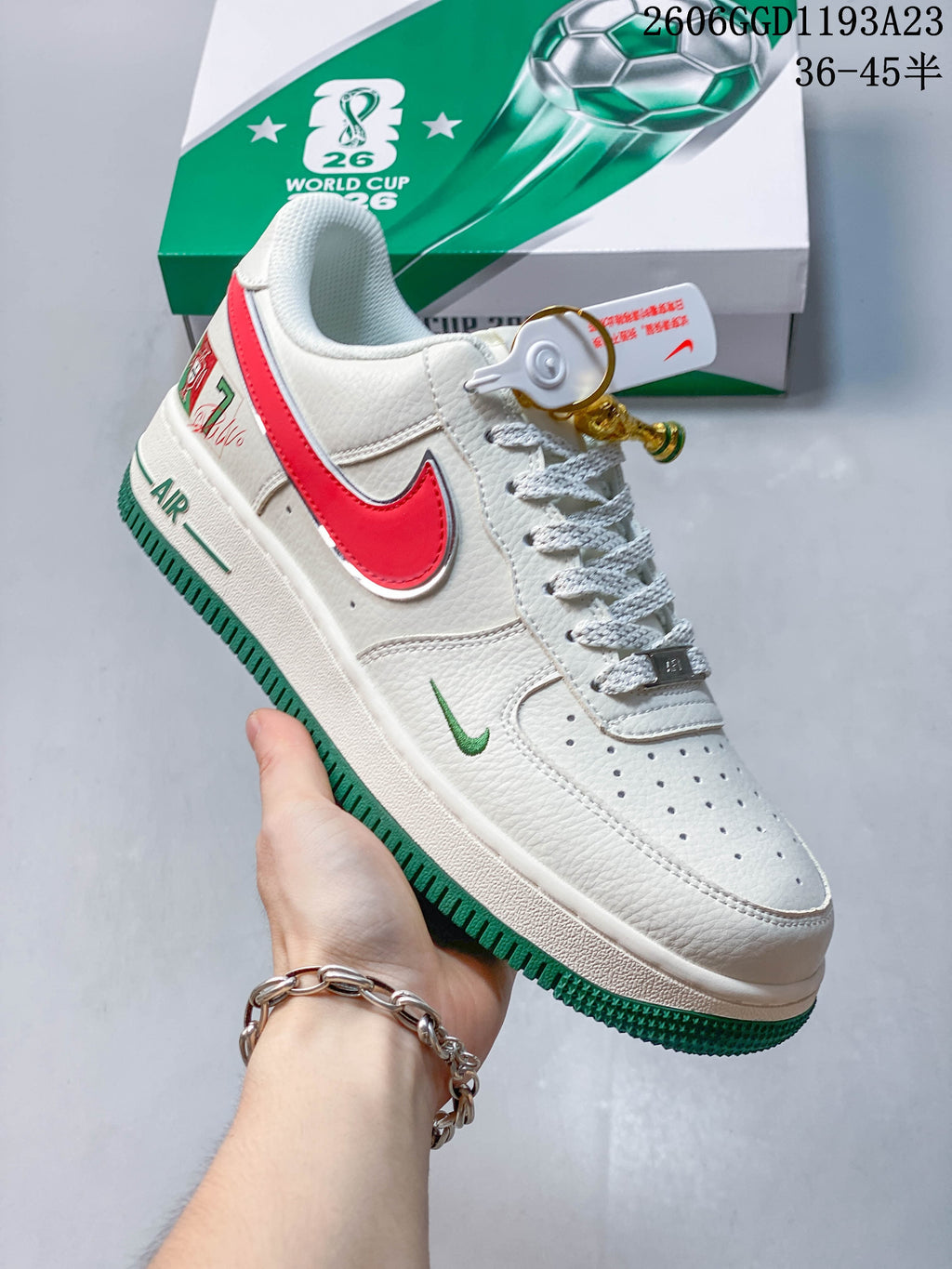 Nike Air Force 1 White Red Green Sneakers
