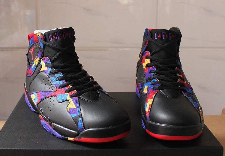 Air Jordan 7 Retro Black Colorful High-Top Sneakers