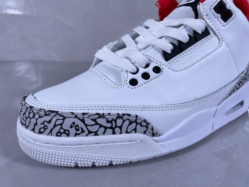 Jordan 3 Retro White Cement Sneakers White Grey Red Blue