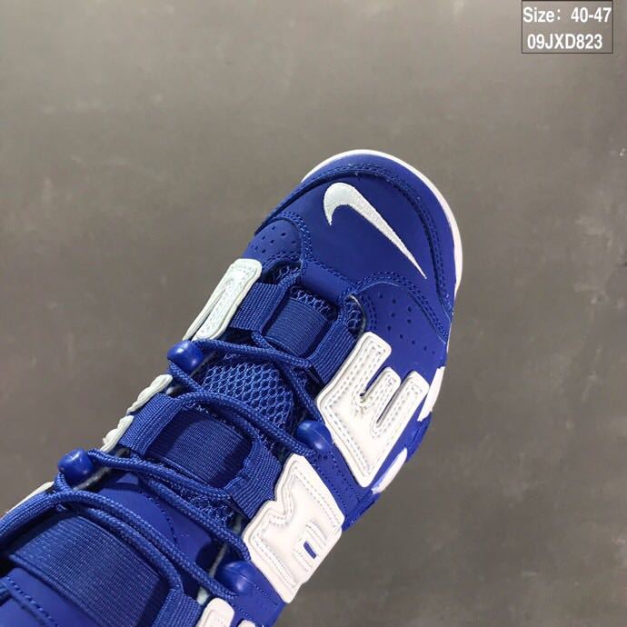 Nike Air More Uptempo White Blue Basketball Sneakers 09JXD823