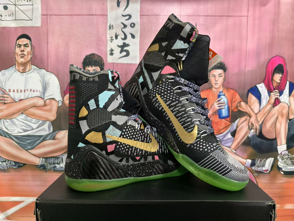 Nike Kobe 9 Elite High-Top Basketball Shoes, Black and Green