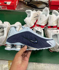 Nike Shox R4 Sneakers Ice Blue and Silver