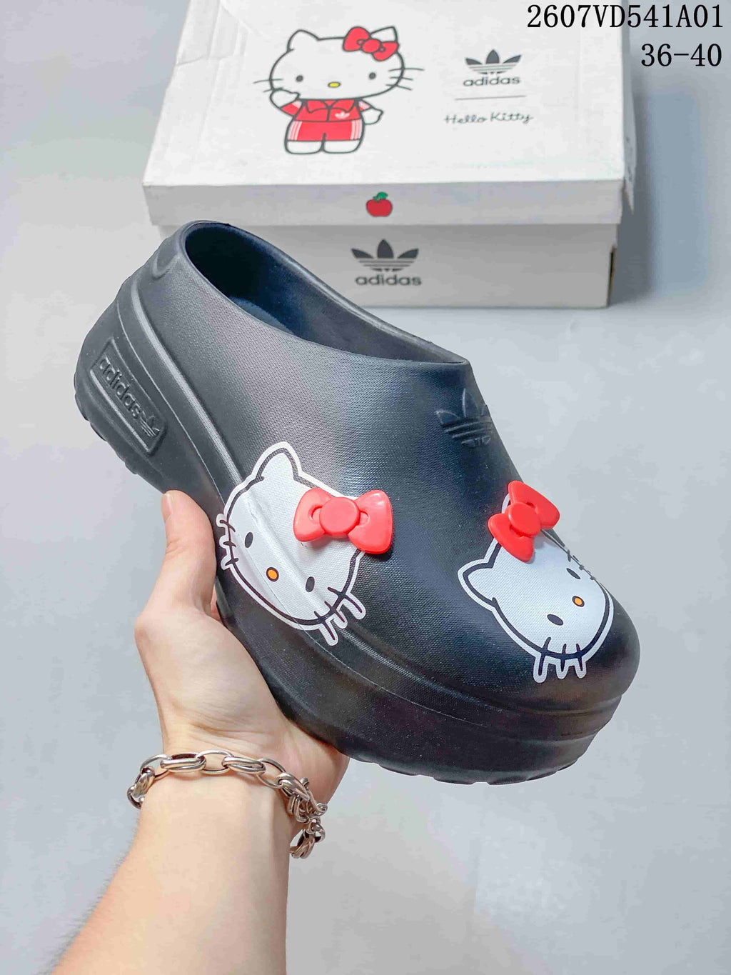 adidas Hello Kitty Clog Mule Shoes, Charcoal, 07VD541A01
